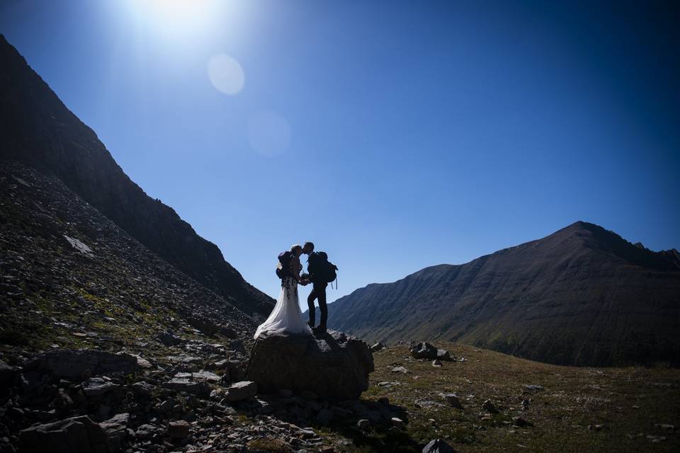Elopement with mountain views