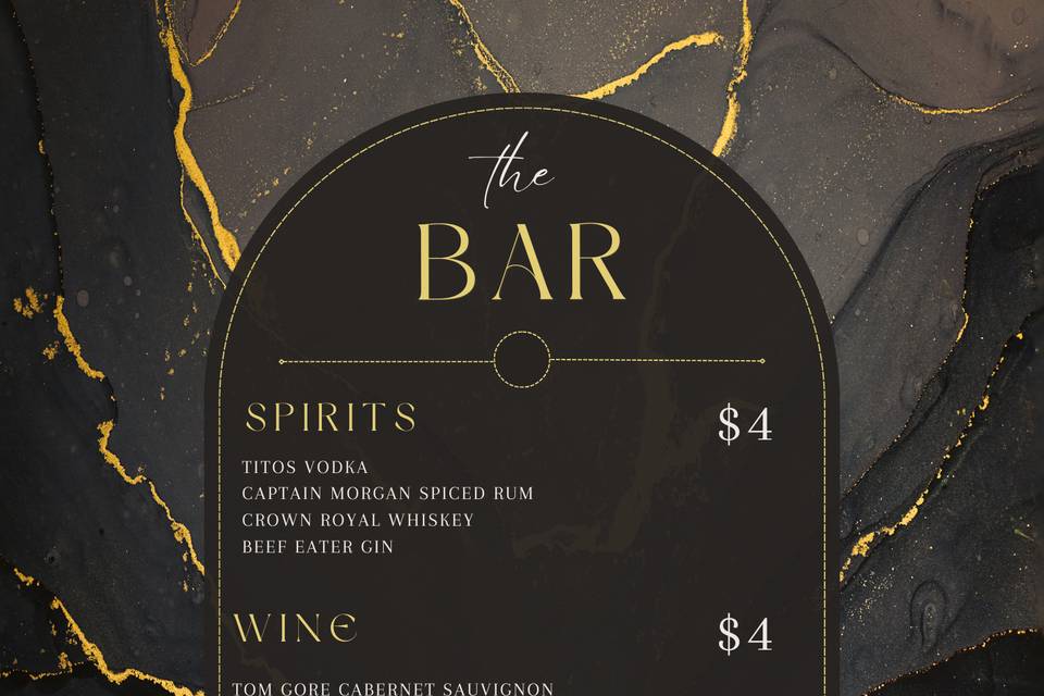 Bar menu options