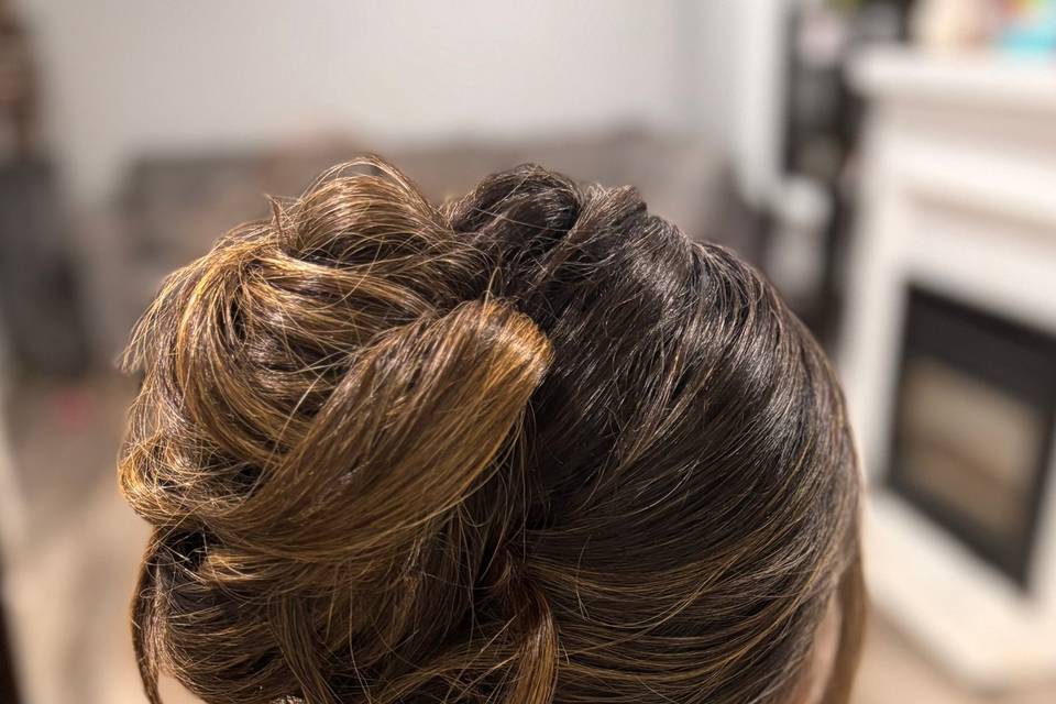 Tousled high updo