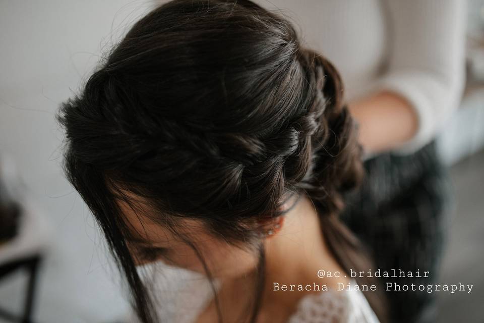 Braided low updo