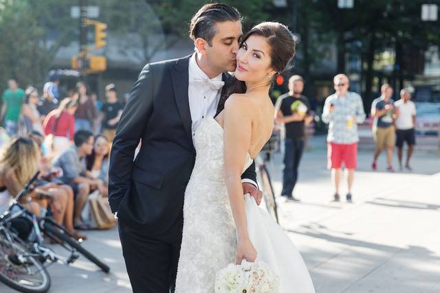 Robson Street wedding photo