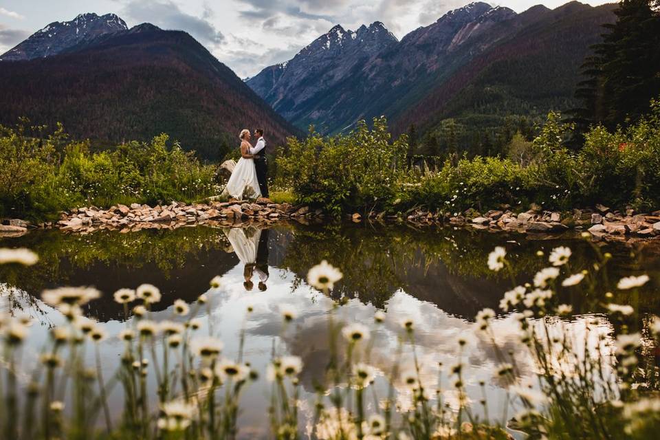 Pond and mountain views