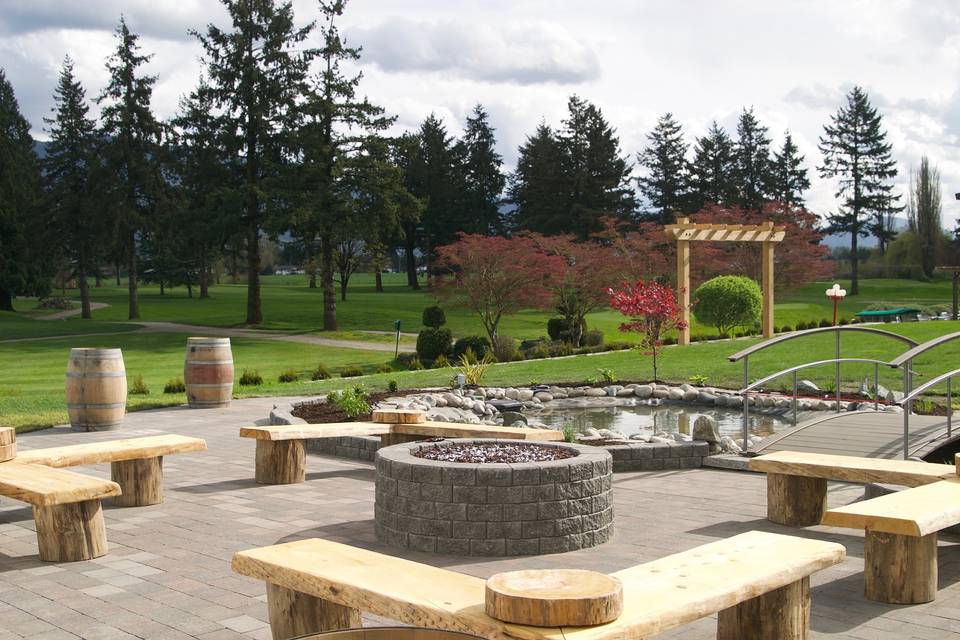 Fire pit and cedar benches