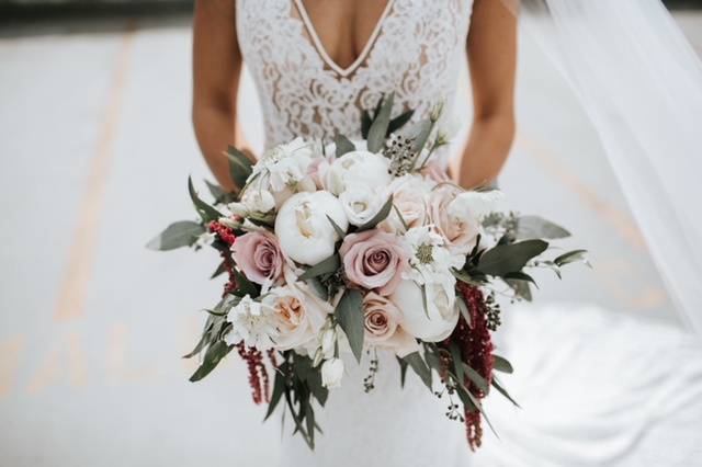 Blush & Burgundy Bride Bouquet