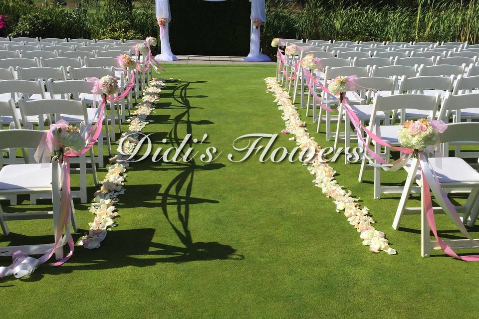 Ceremony Petals down aisle