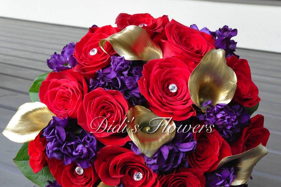 Red, Gold, Purple bouquet