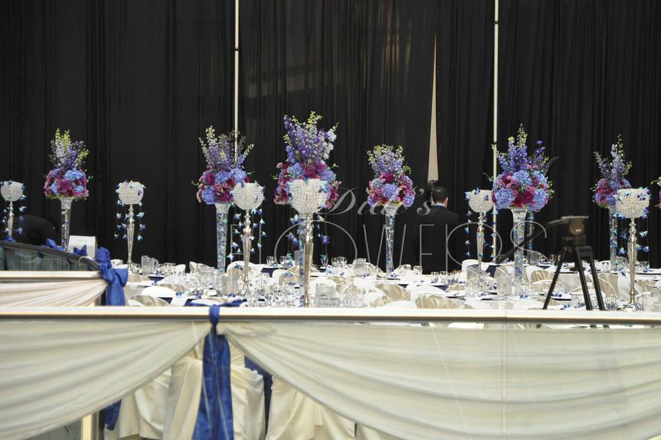 Purple centerpieces