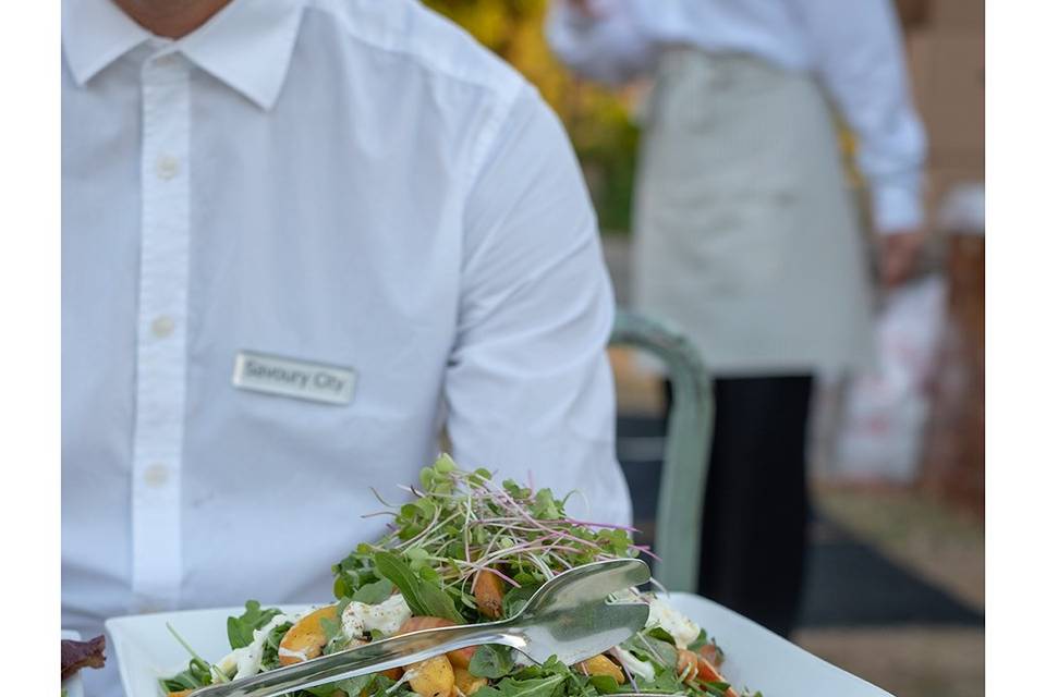 Fresh salad with grilled peach