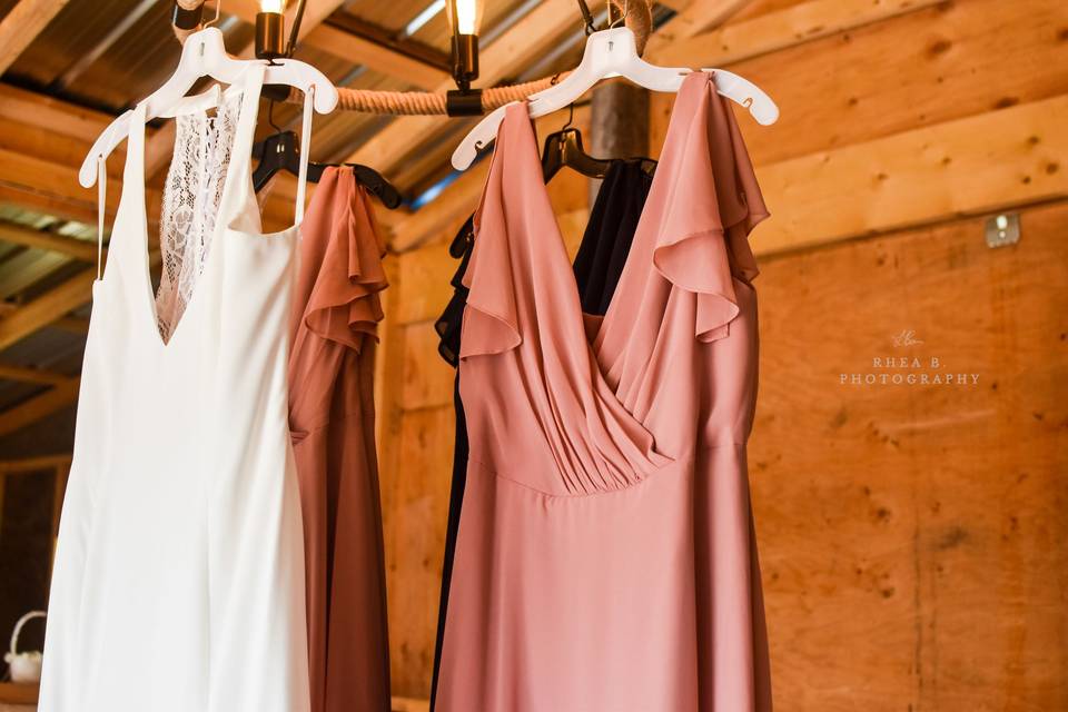 Dresses hanging up