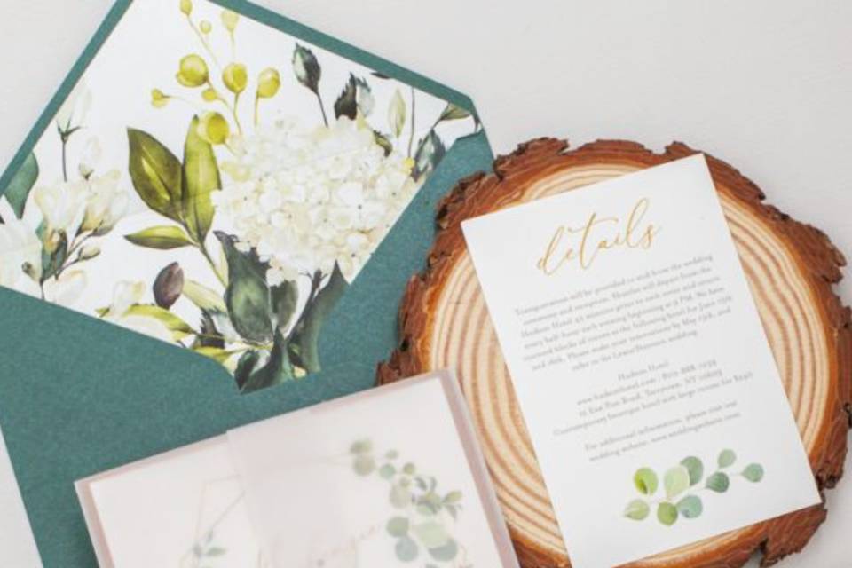 Invitation suite with greenery