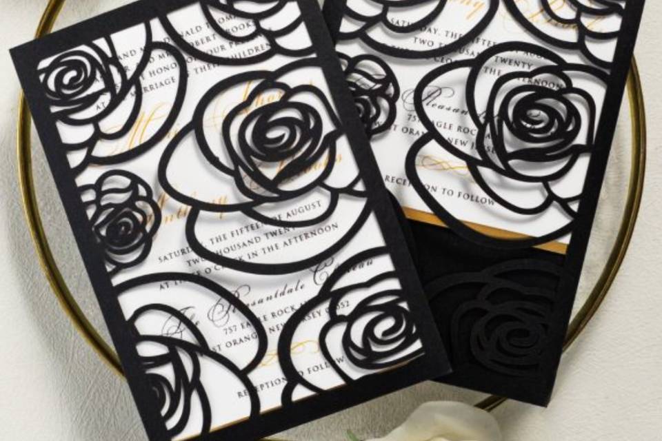 Roses laser cut invitations