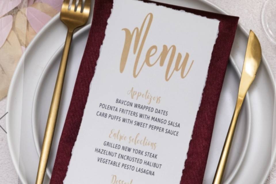 Menu card, deckled edge