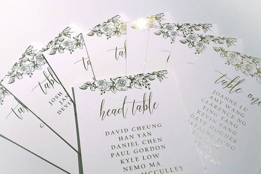 Botanical gold foil table