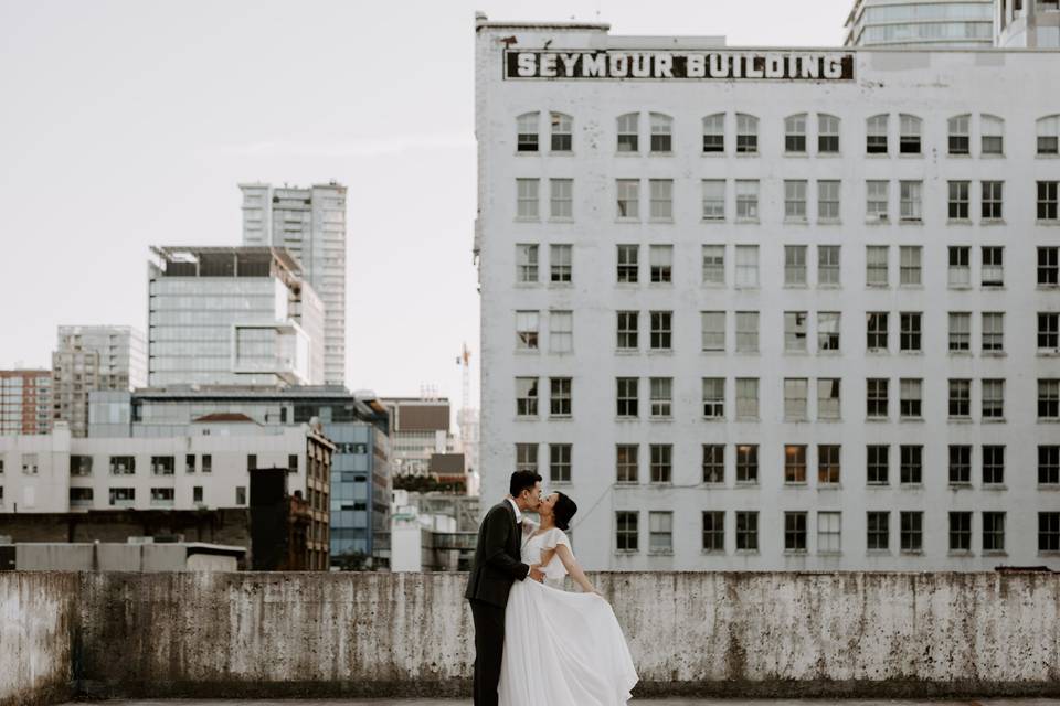 Urban rooftop elopement