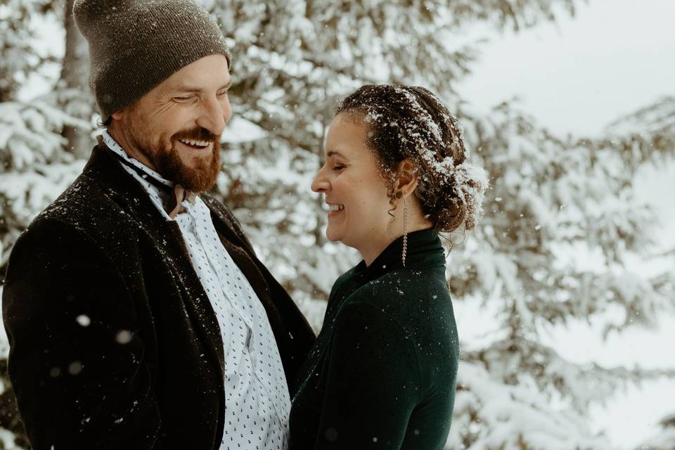 Winter wonderland elopement