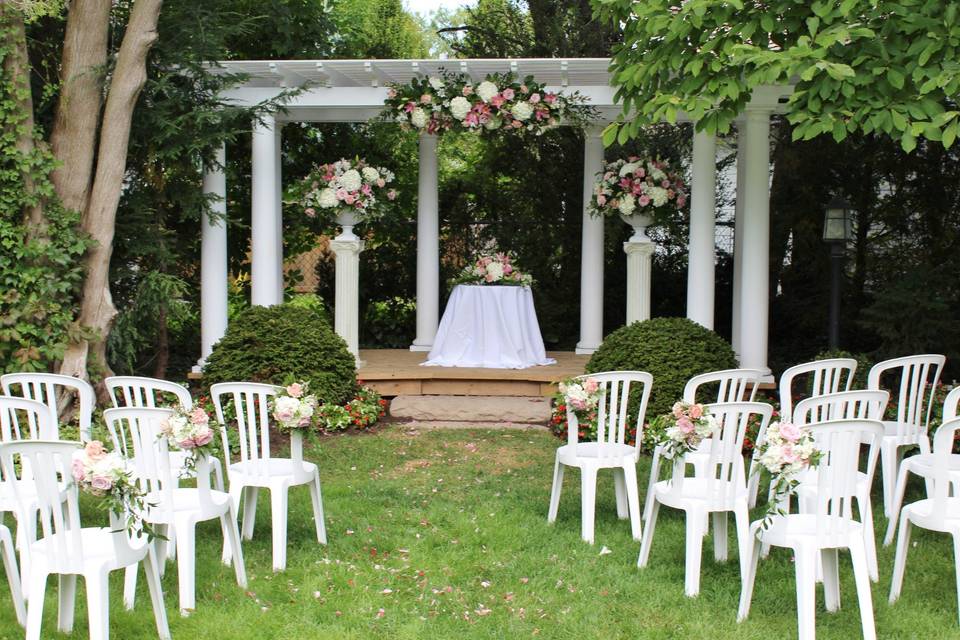 White wedding setting