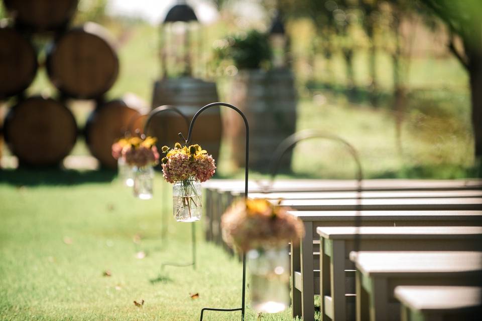 Rustic bench seating