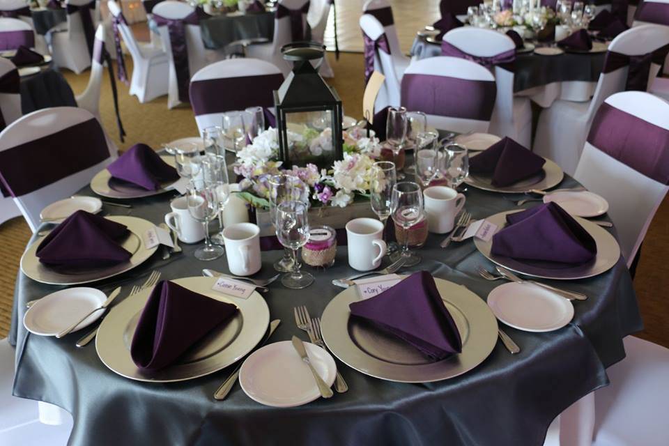 Pewter and eggplant table