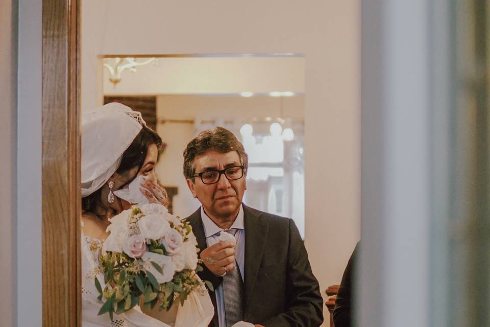Emotional Bride and Father