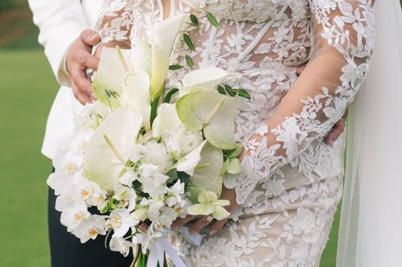 Green + white bridal