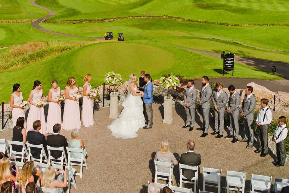 Ballroom patio ceremony