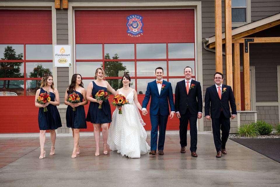 Wedding party at the firehall