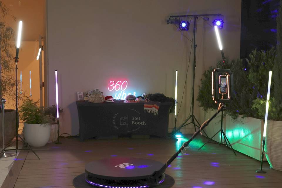 Photo booth and lights set up