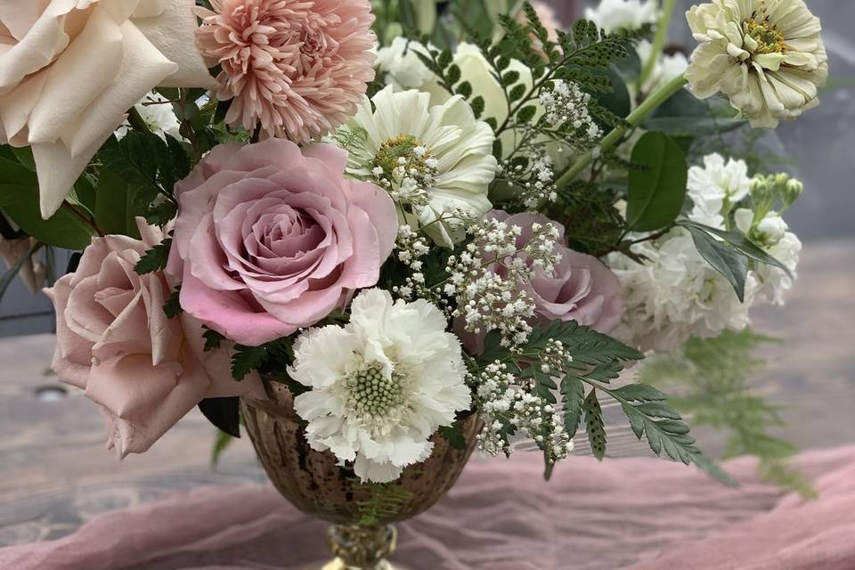 Roses, aster, zinnia