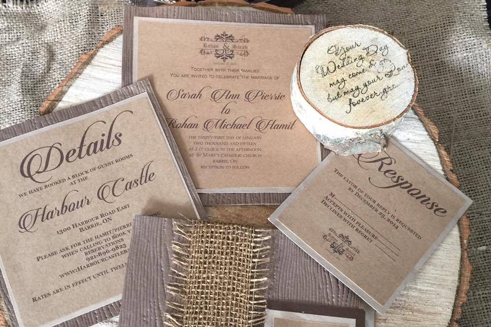 Rustic Invitation and RSVP notes
