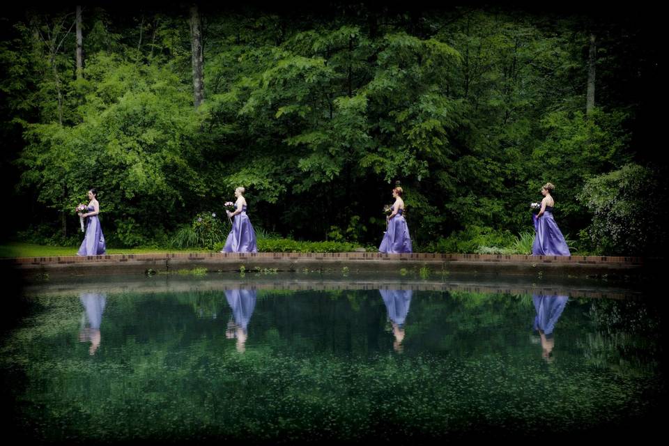 Bridal party reflection as the