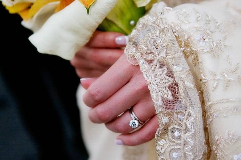 Closeup detail bridal bouquet,