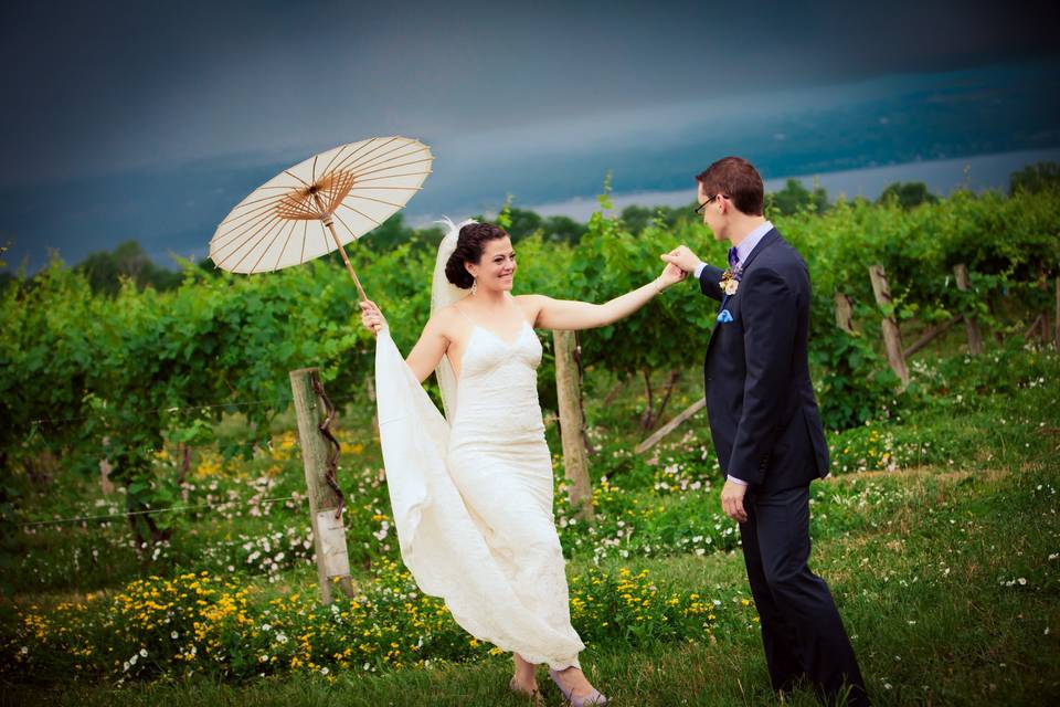 Wedding bridal couple dance in