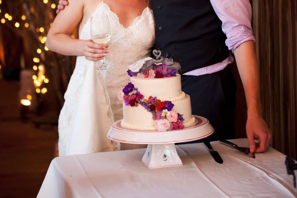 Candlelight cutting of cake