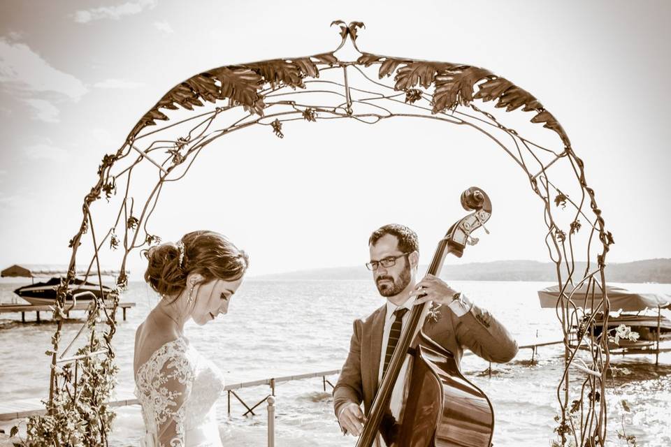 Groom playing cello for his br