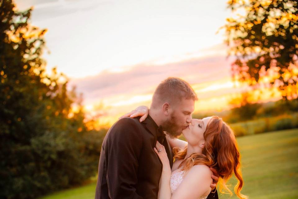 Bridal couple backlit dip