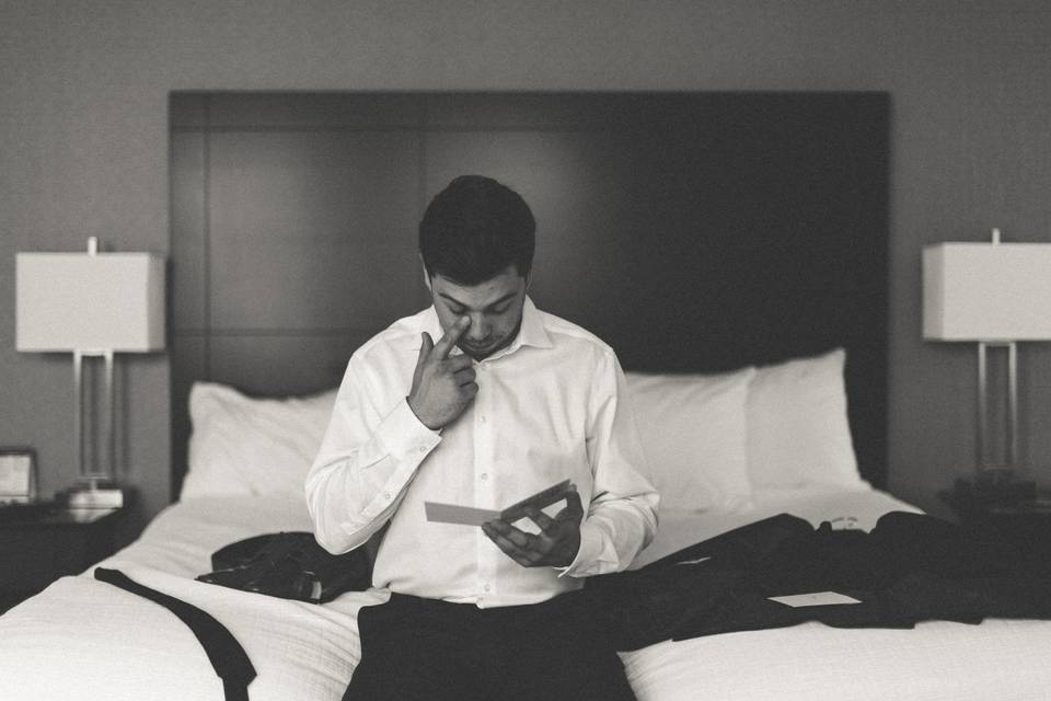 Groom getting ready