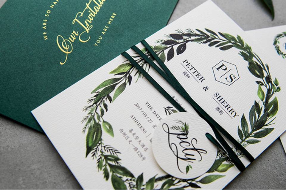 Green Invitation with Envelope