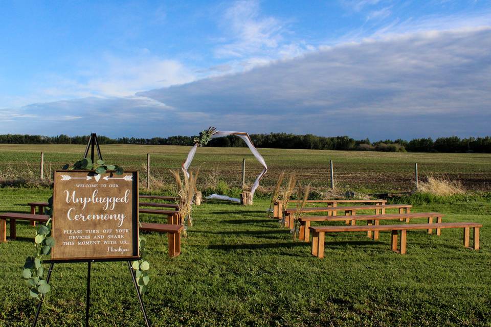 Farm wedding ceremony location