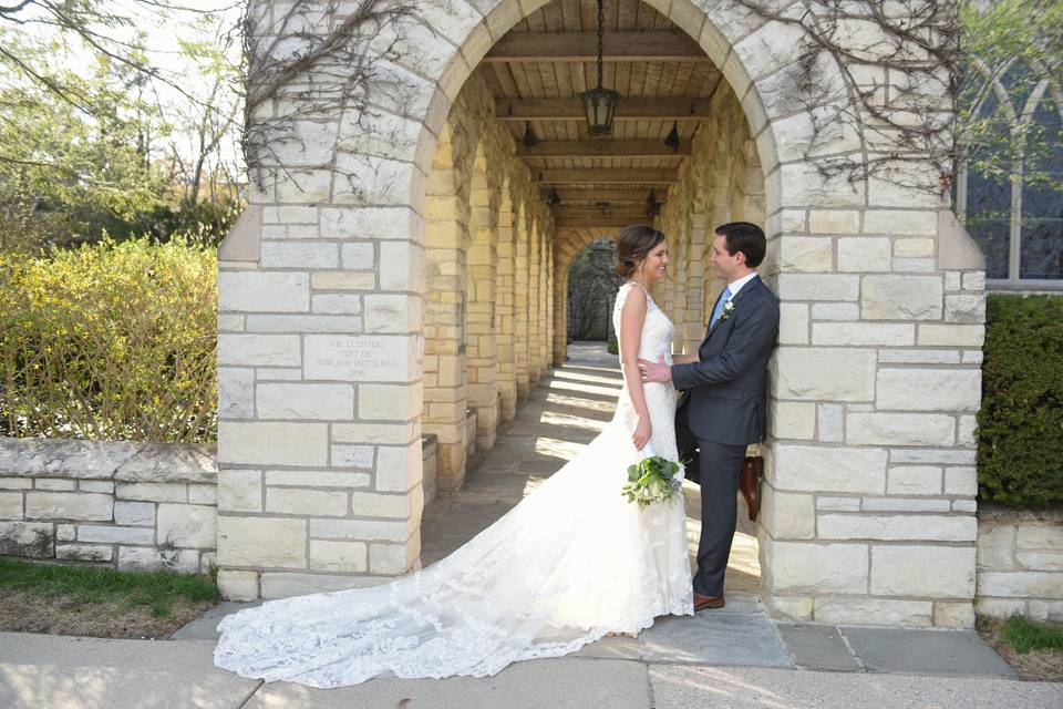 Bride&groom at historic venue