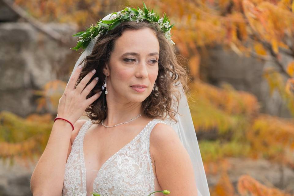 Fall wedding bride portrait