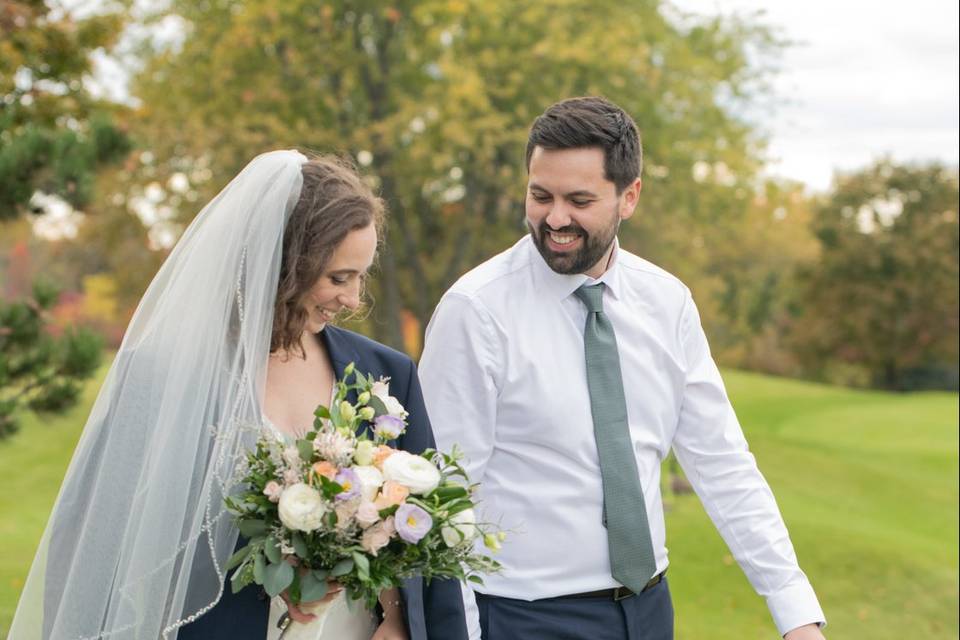 Bride and groom candid photo