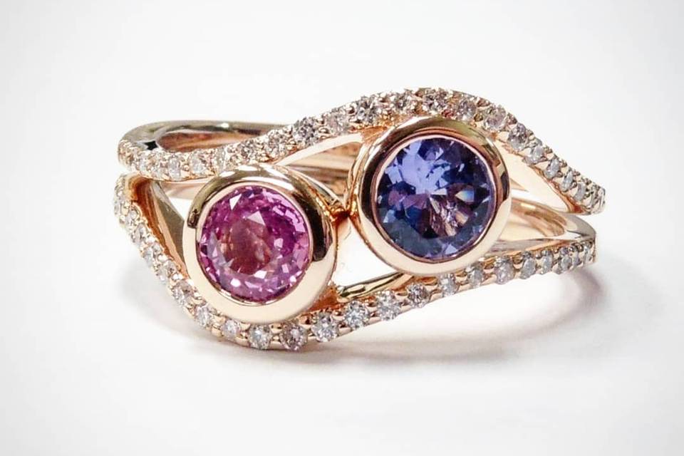 Tanzanite & Pink Sapphire Ring