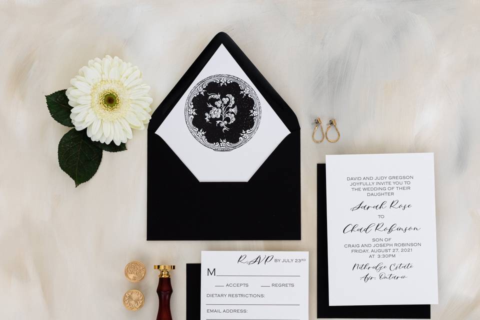 Black and white invite