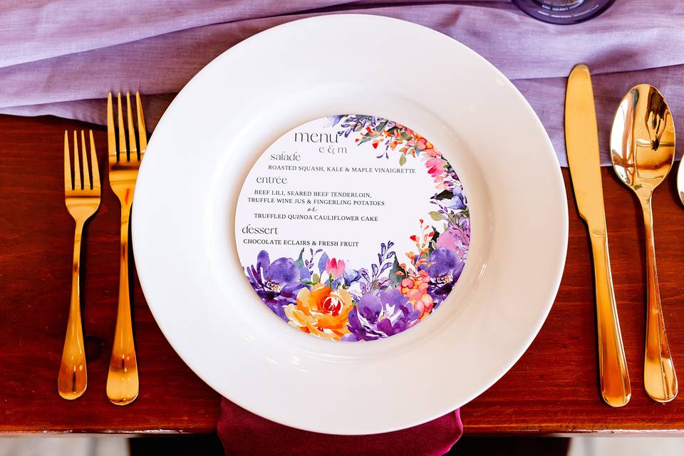 Rainbow floral round menu