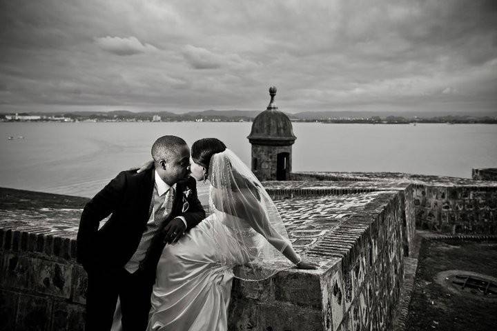 Black and white wedding photo