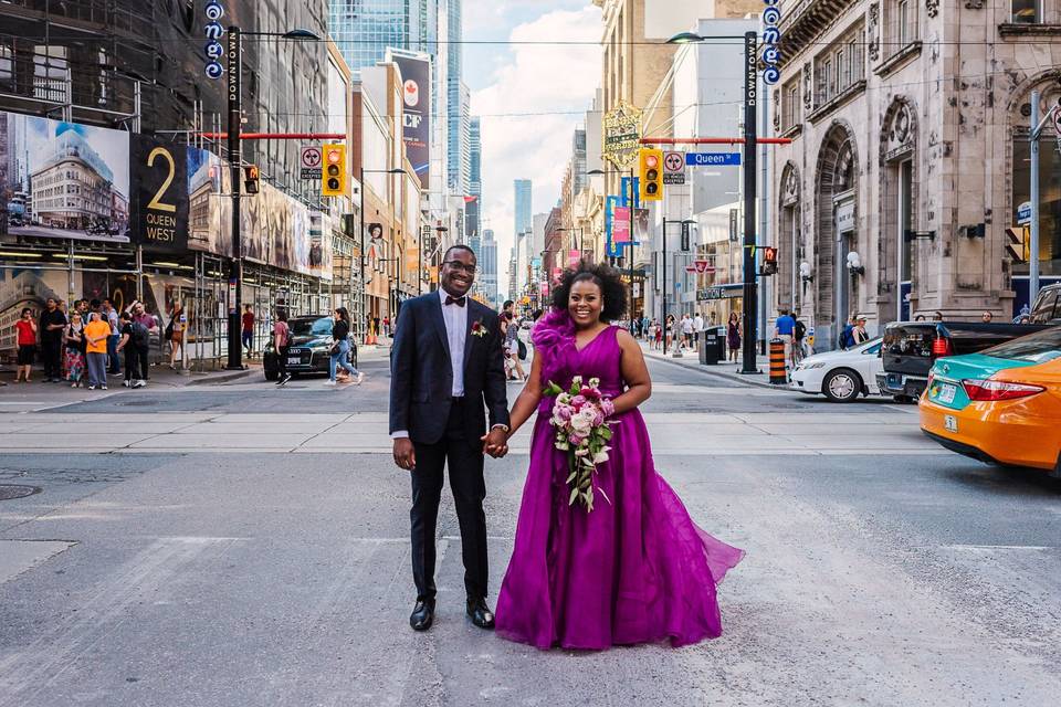 City wedding portrait