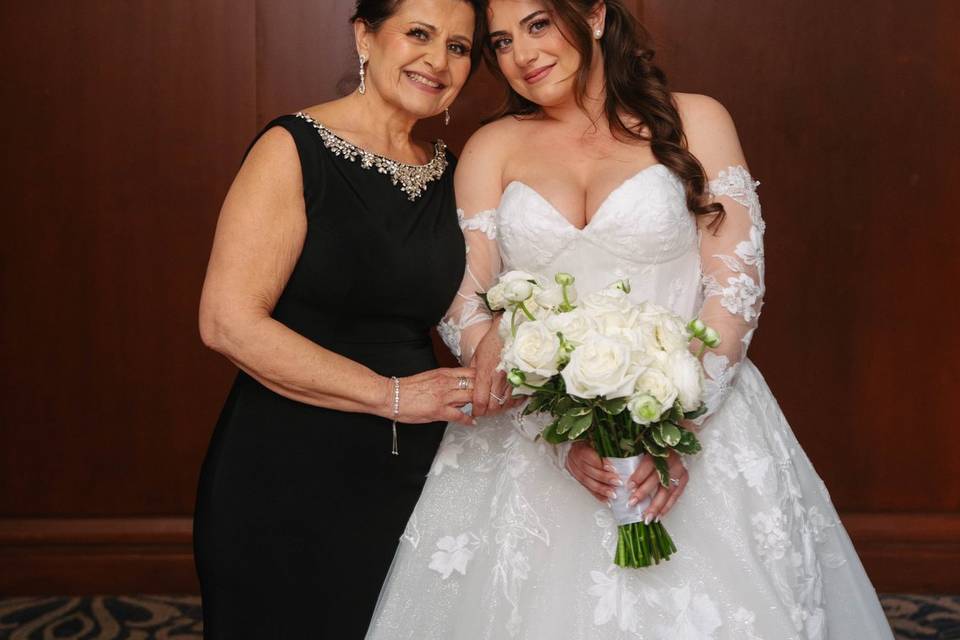 Angela with her mom on wedding