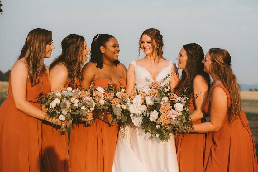 Terracotta and White Bouquets