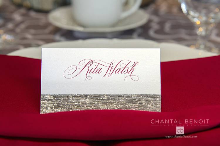 Silver & Scarlet placecard