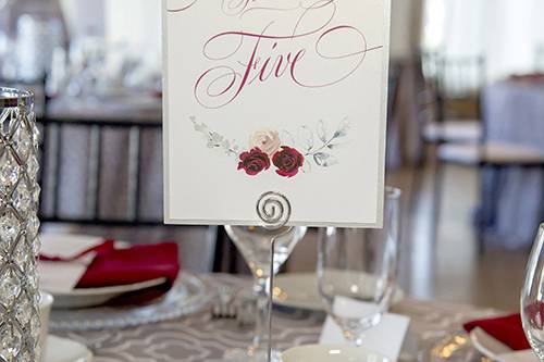 Silver & Scarlet placecard